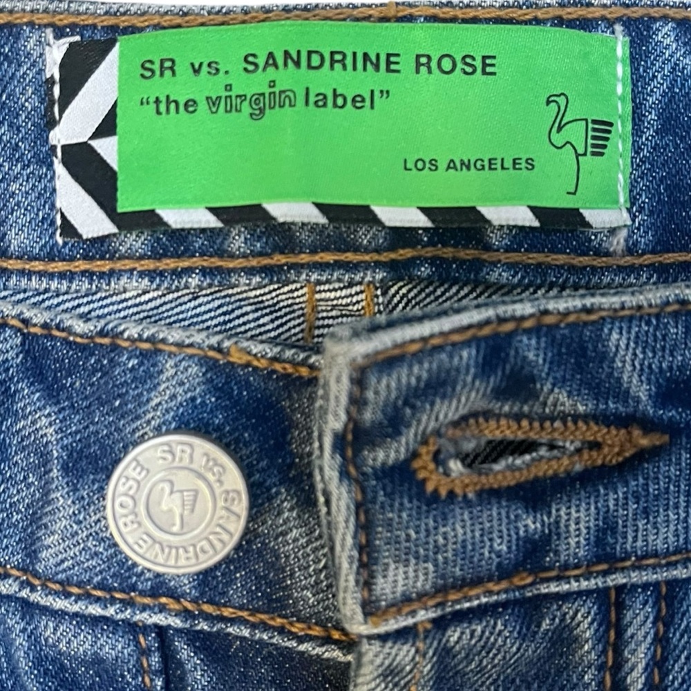 Free People SR vs Sandrine Rose Distressed Button Fly Jeans Size 24 Straight NWT - Picture 11 of 15